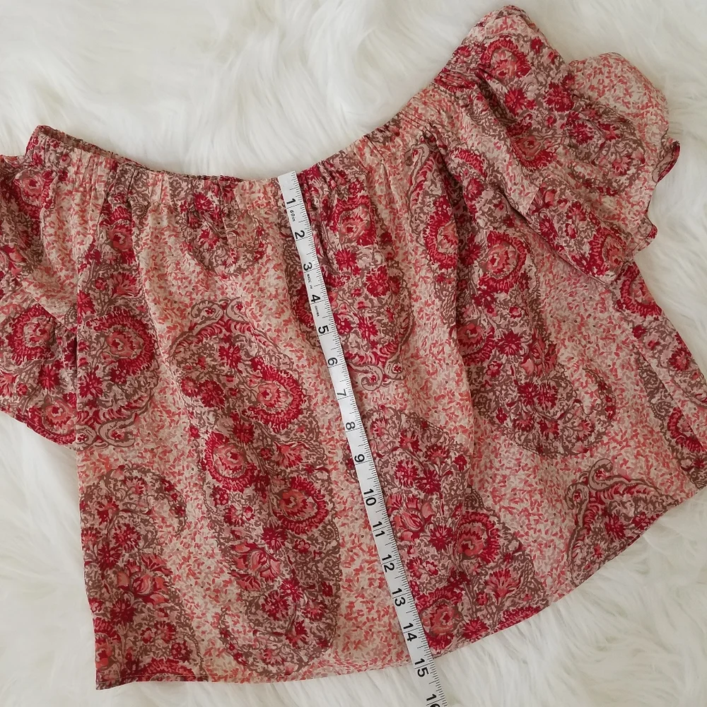 Madewell Paisley Print Off the Shoulder Silk Blouse Size M - Picture 7 of 7